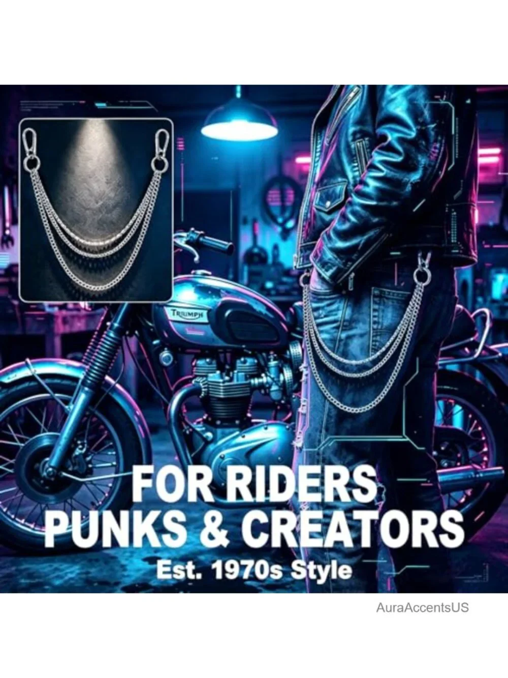 Men Women Punk Gothic Wallet Chain Carabiner Clasp